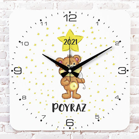 Kişiye Özel Çocuk Odası Hediyesi Ahşap Saat 33cm KA01-1762