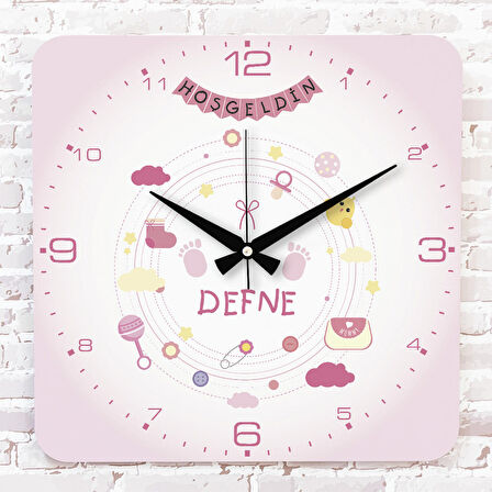 Kişiye Özel Çocuk Odası Hediyesi Ahşap Saat 33cm KA01-1784