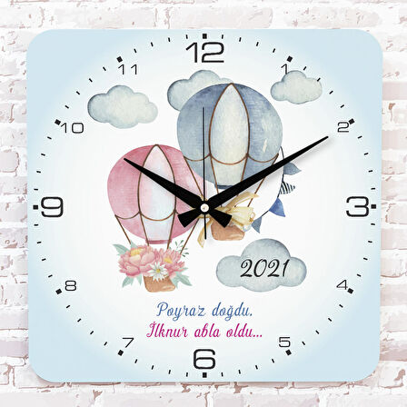 Kişiye Özel Çocuk Odası Hediyesi Ahşap Saat 33cm KA01-1787