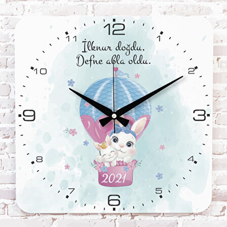 Kişiye Özel Çocuk Odası Hediyesi Ahşap Saat 33cm KA01-1794