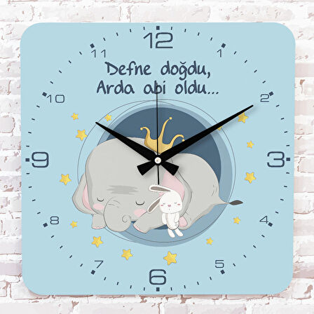 Kişiye Özel Çocuk Odası Hediyesi Ahşap Saat 33cm KA01-1795