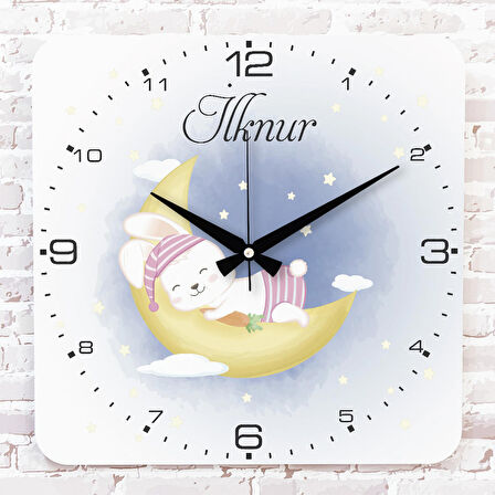 Kişiye Özel Çocuk Odası Hediyesi Ahşap Saat 33cm KA01-1796