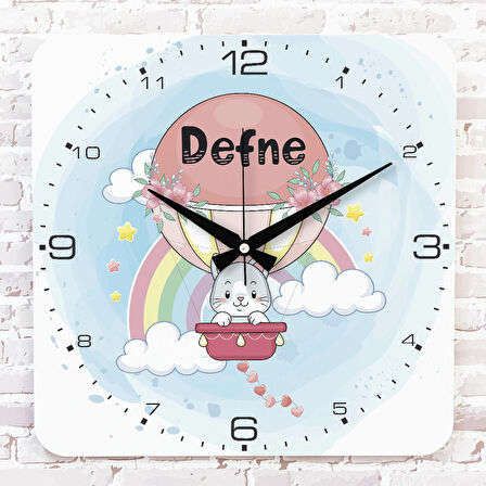 Kişiye Özel Çocuk Odası Hediyesi Ahşap Saat 33cm KA01-1799