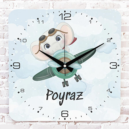 Kişiye Özel Çocuk Odası Hediyesi Ahşap Saat 33cm KA01-1812