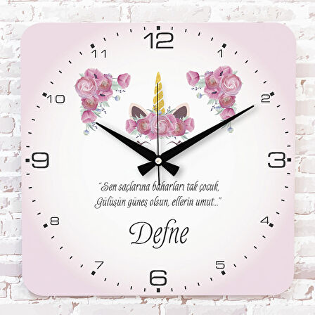 Kişiye Özel Çocuk Odası Hediyesi Ahşap Saat 33cm KA01-1814