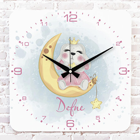 Kişiye Özel Çocuk Odası Hediyesi Ahşap Saat 33cm KA01-1816