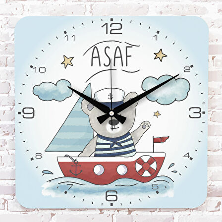 Kişiye Özel Çocuk Odası Hediyesi Ahşap Saat 33cm KA01-1817