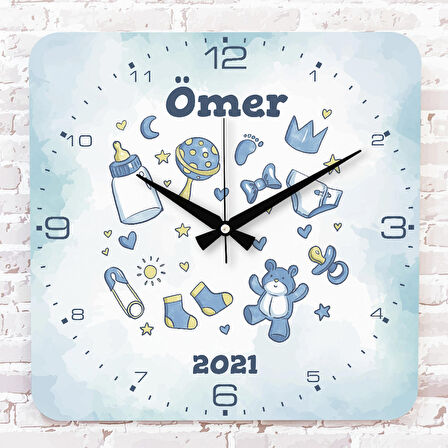 Kişiye Özel Çocuk Odası Hediyesi Ahşap Saat 33cm KA01-1819