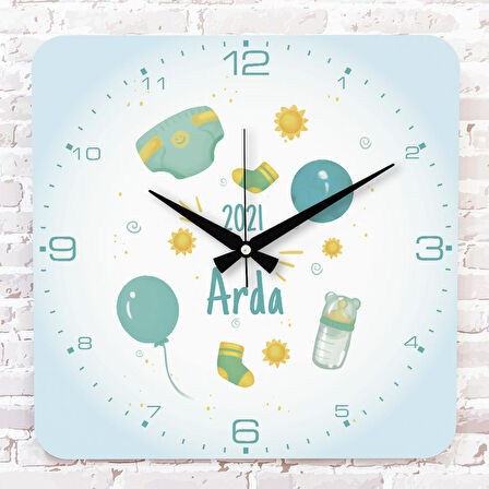 Kişiye Özel Çocuk Odası Hediyesi Ahşap Saat 33cm KA01-1822