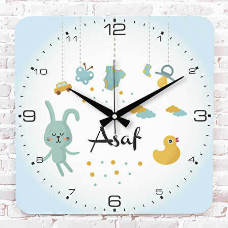 Kişiye Özel Çocuk Odası Hediyesi Ahşap Saat 33cm KA01-1826