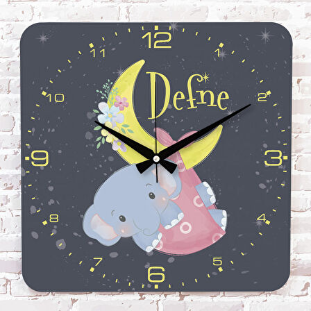 Kişiye Özel Çocuk Odası Hediyesi Ahşap Saat 33cm KA01-1830