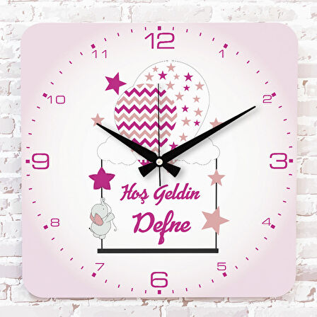 Kişiye Özel Çocuk Odası Hediyesi Ahşap Saat 33cm KA01-1835