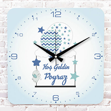 Kişiye Özel Çocuk Odası Hediyesi Ahşap Saat 33cm KA01-1836