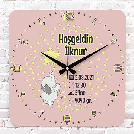 Kişiye Özel Çocuk Odası Hediyesi Ahşap Saat 33cm KA01-1838