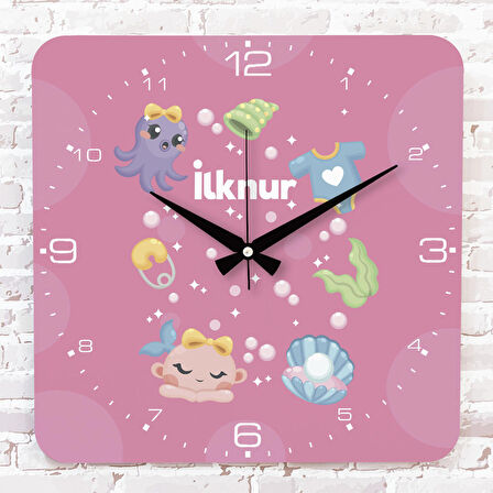 Kişiye Özel Çocuk Odası Hediyesi Ahşap Saat 33cm KA01-1846