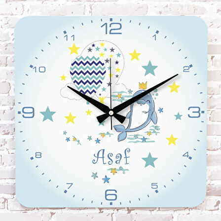 Kişiye Özel Çocuk Odası Hediyesi Ahşap Saat 33cm KA01-1853