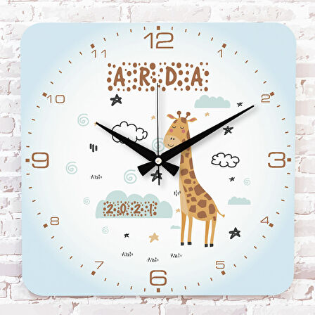 Kişiye Özel Çocuk Odası Hediyesi Ahşap Saat 33cm KA01-1860