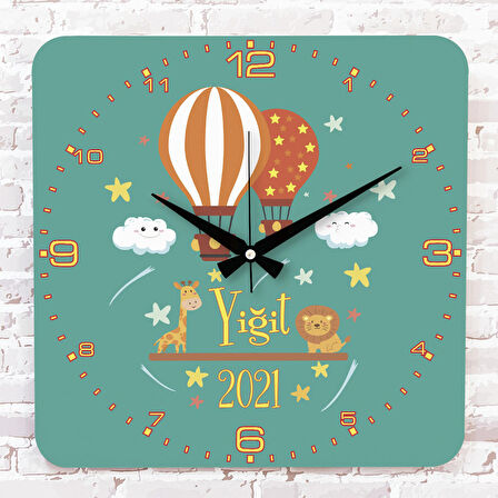 Kişiye Özel Çocuk Odası Hediyesi Ahşap Saat 33cm KA01-1864