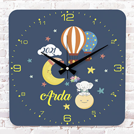Kişiye Özel Çocuk Odası Hediyesi Ahşap Saat 33cm KA01-1865