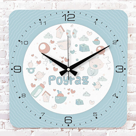 Kişiye Özel Çocuk Odası Hediyesi Ahşap Saat 33cm KA01-1884