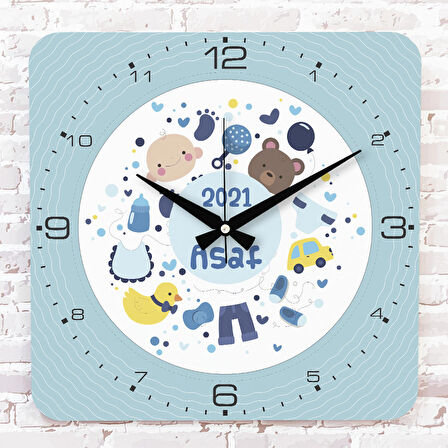 Kişiye Özel Çocuk Odası Hediyesi Ahşap Saat 33cm KA01-1885