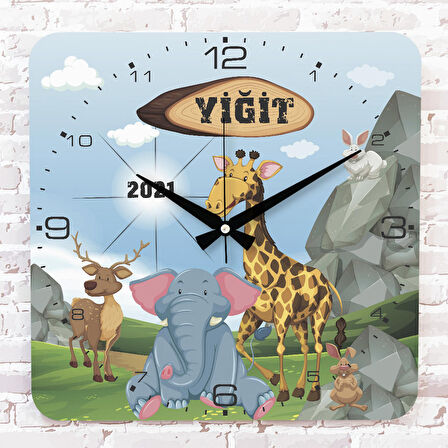 Kişiye Özel Çocuk Odası Hediyesi Ahşap Saat 33cm KA01-1888