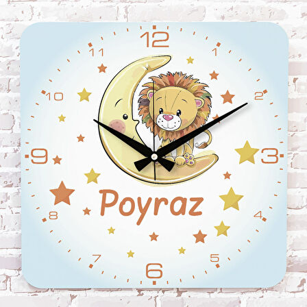 Kişiye Özel Çocuk Odası Hediyesi Ahşap Saat 33cm KA01-1895