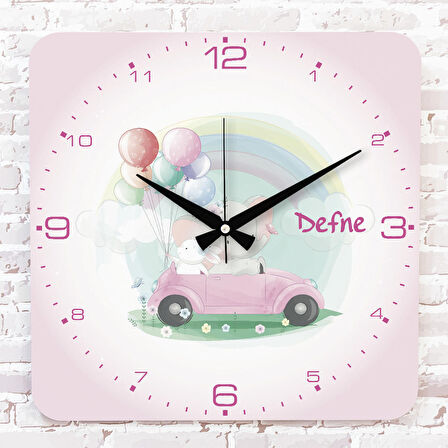 Kişiye Özel Çocuk Odası Hediyesi Ahşap Saat 33cm KA01-1898