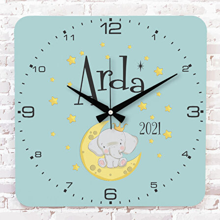 Kişiye Özel Çocuk Odası Hediyesi Ahşap Saat 33cm KA01-1912