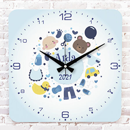Kişiye Özel Çocuk Odası Hediyesi Ahşap Saat 33cm KA01-1917
