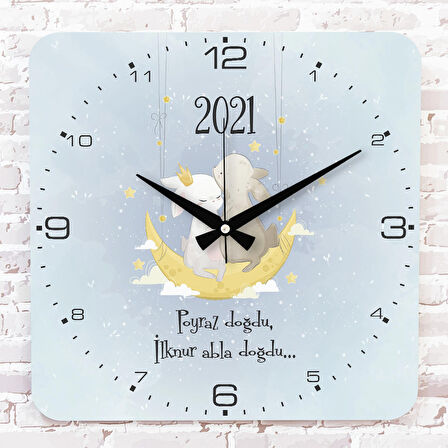 Kişiye Özel Çocuk Odası Hediyesi Ahşap Saat 33cm KA01-1919