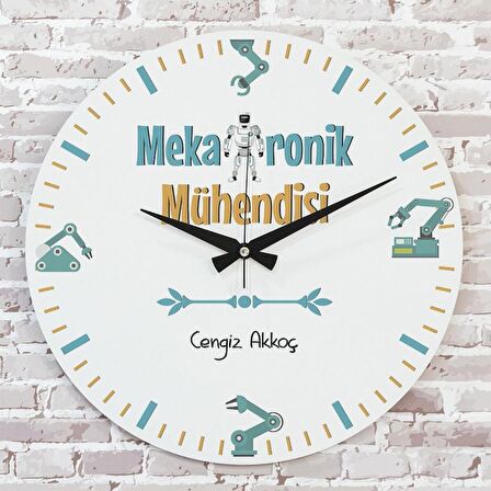 Mekatronik Mühendisine Hediye Ahşap Saat 33cm  KA02-1012