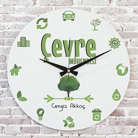 Çevre Mühendisine Hediye Ahşap Saat 33cm  KA02-1014