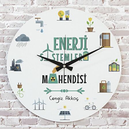 Enerji Sistemleri Mühendisine Hediye Ahşap Saat 33cm  KA02-1016