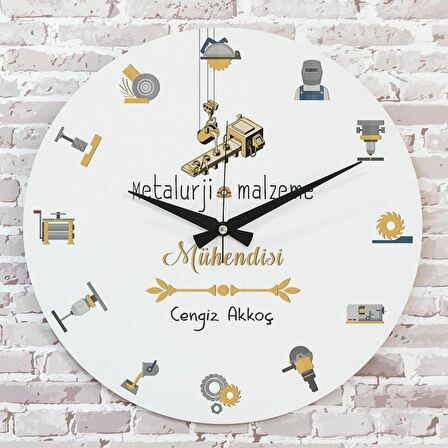 Metalurji ve Malzeme Mühendisine Hediye Ahşap Saat 33cm  KA02-1022