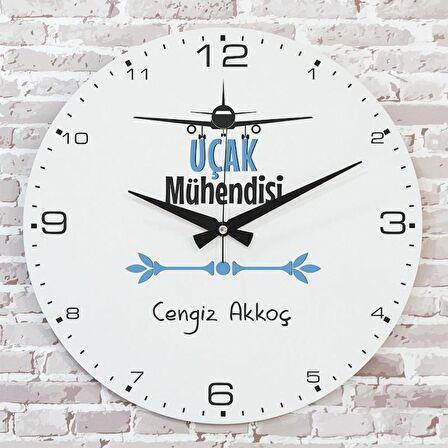 Uçak Mühendisine Hediye Ahşap Saat 33cm  KA02-1026