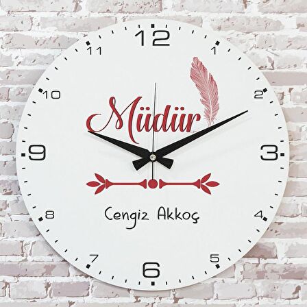 Müdüre Hediye Ahşap Saat 33cm  KA02-1030