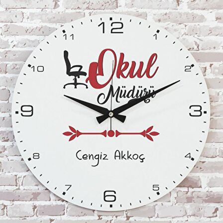 Okul Müdürüne Hediye Ahşap Saat 33cm  KA02-1031