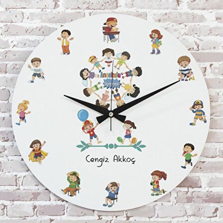 Ana Okulu Öğretmenine Hediye Ahşap Saat 33cm  KA02-1034