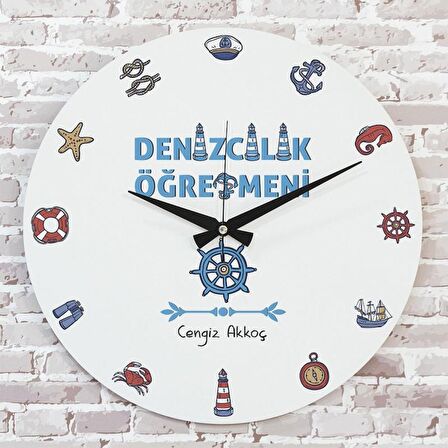 Denizcilik Öğretmenine Hediye Ahşap Saat 33cm  KA02-1037