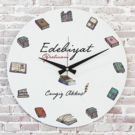 Edebiyat Öğretmenine Hediye Ahşap Saat 33cm  KA02-1039