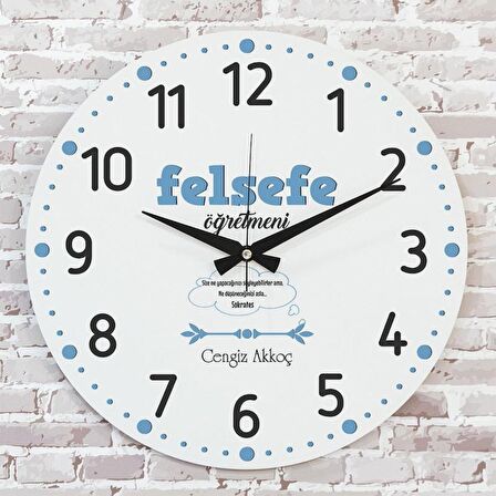 Felsefe Öğretmenine Hediye Ahşap Saat 33cm  KA02-1041
