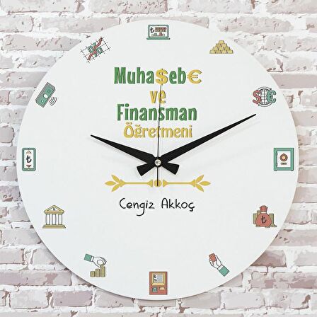 Muhasebe ve Finansman Öğretmenine Hediye Ahşap Saat 33cm  KA02-1052