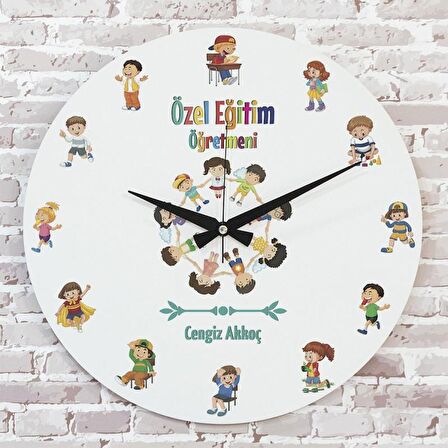 Özel Eğitim Öğretmenine Hediye Ahşap Saat 33cm  KA02-1053
