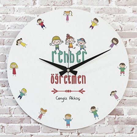 Rehber Öğretmene Hediye Ahşap Saat 33cm  KA02-1054