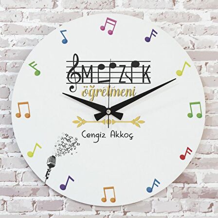 Müzik Öğretmenine Hediye Ahşap Saat 33cm  KA02-1062