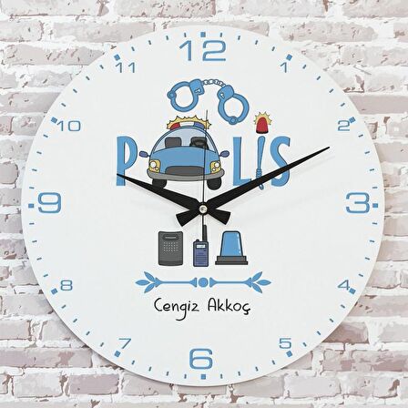 Polise Hediye Ahşap Saat 33cm  KA02-1072