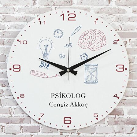 Psikoloğa Hediye Ahşap Saat 33cm  KA02-1078