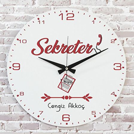 Sekretere Hediye Ahşap Saat 33cm  KA02-1086