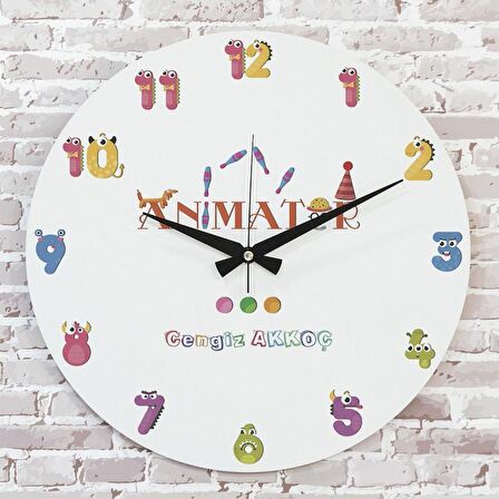 Animatöre Hediye Ahşap Saat 33cm  KA02-1088